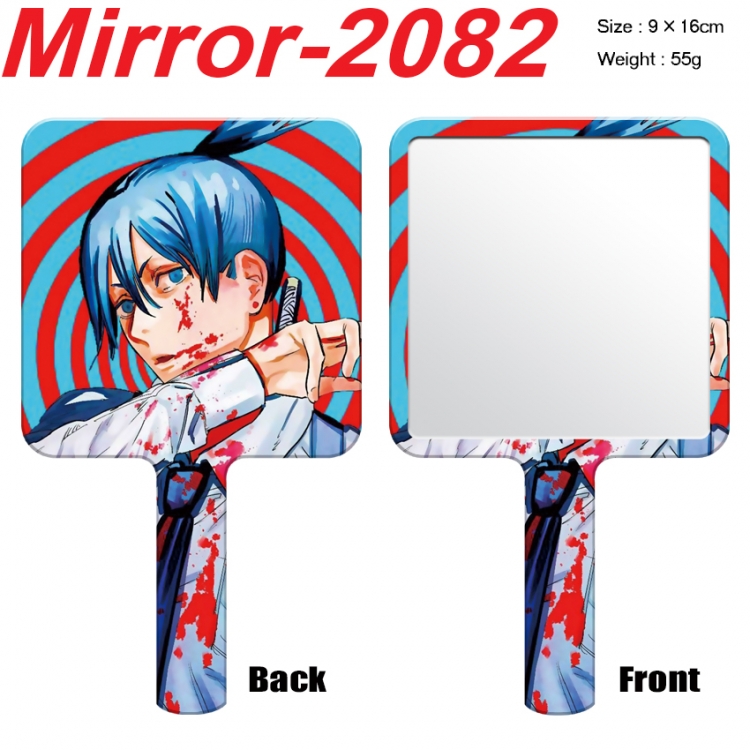Chainsawman Anime peripheral UV printing handle small mirror portable makeup mirror 9x16cm