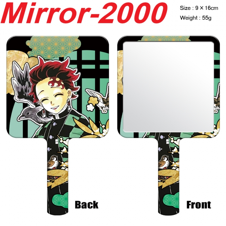 Demon Slayer Kimets Anime peripheral UV printing handle small mirror portable makeup mirror 9x16cm