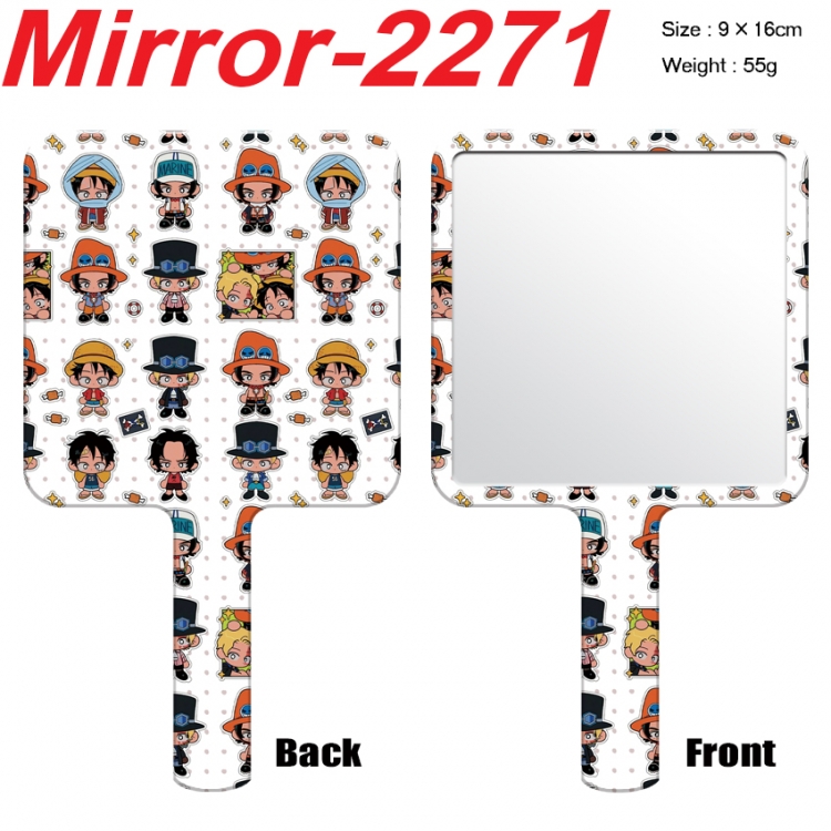One Piece Anime peripheral UV printing handle small mirror portable makeup mirror 9x16cm
