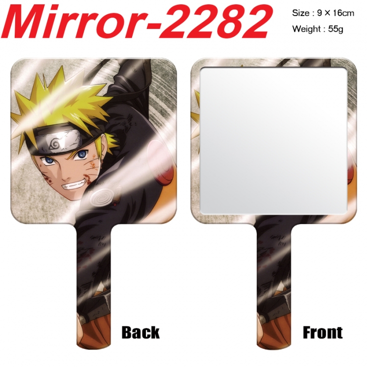 Naruto Anime peripheral UV printing handle small mirror portable makeup mirror 9x16cm
