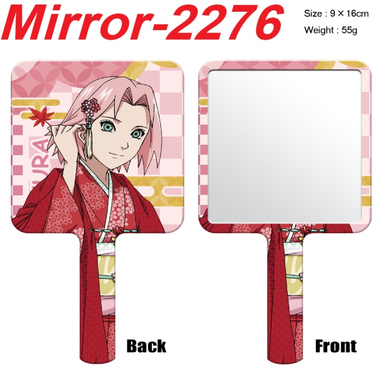 Naruto Anime peripheral UV printing handle small mirror portable makeup mirror 9x16cm