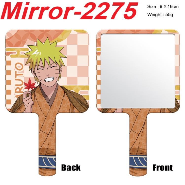 Naruto Anime peripheral UV printing handle small mirror portable makeup mirror 9x16cm