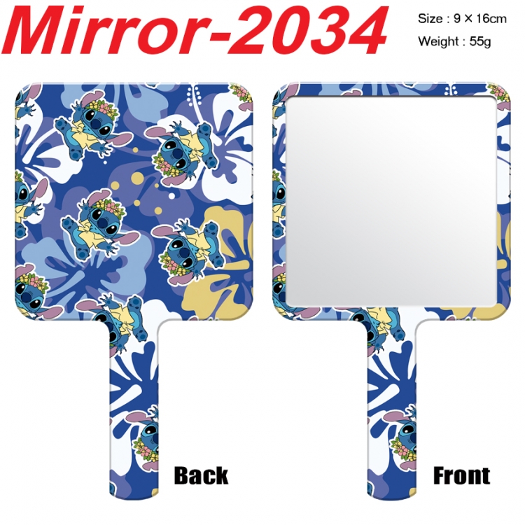 Lilo & Stitch Anime peripheral UV printing handle small mirror portable makeup mirror 9x16cm