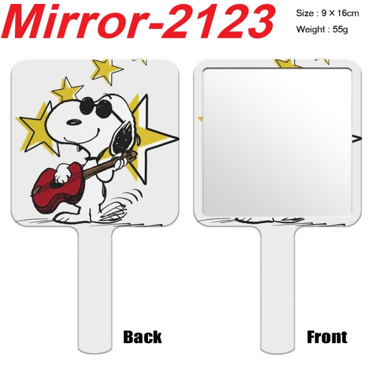 Snoopys Story Anime peripheral UV printing handle small mirror portable makeup mirror 9x16cm