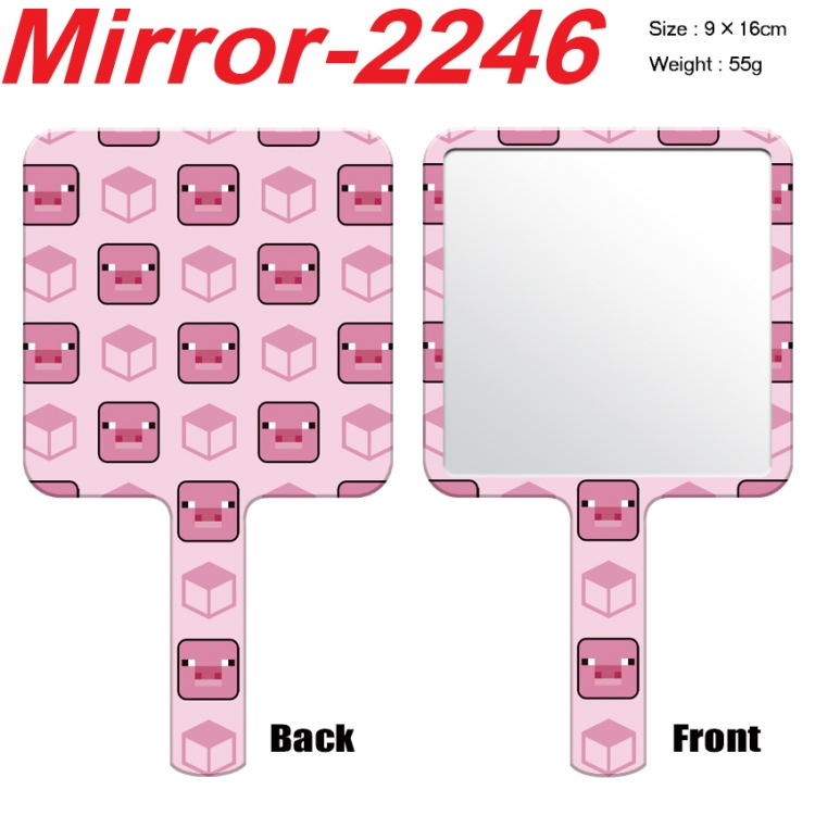 Minecraft Anime peripheral UV printing handle small mirror portable makeup mirror 9x16cm