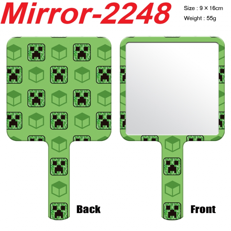 Minecraft Anime peripheral UV printing handle small mirror portable makeup mirror 9x16cm