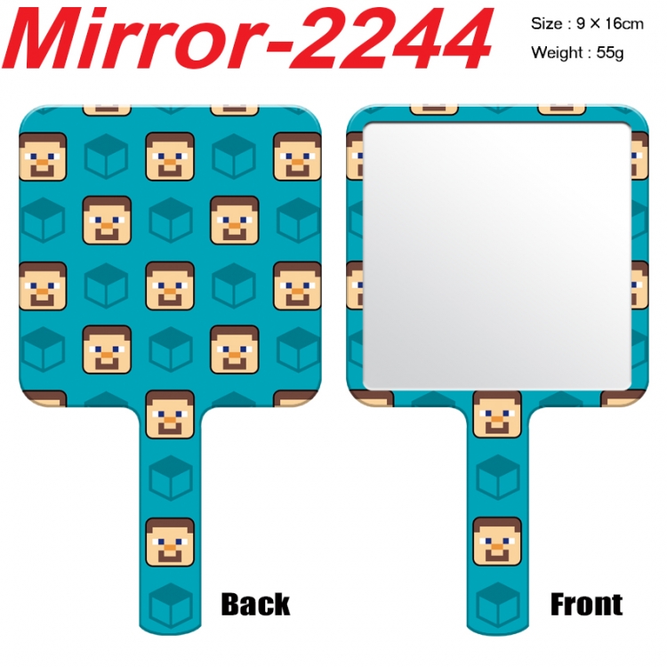Minecraft Anime peripheral UV printing handle small mirror portable makeup mirror 9x16cm