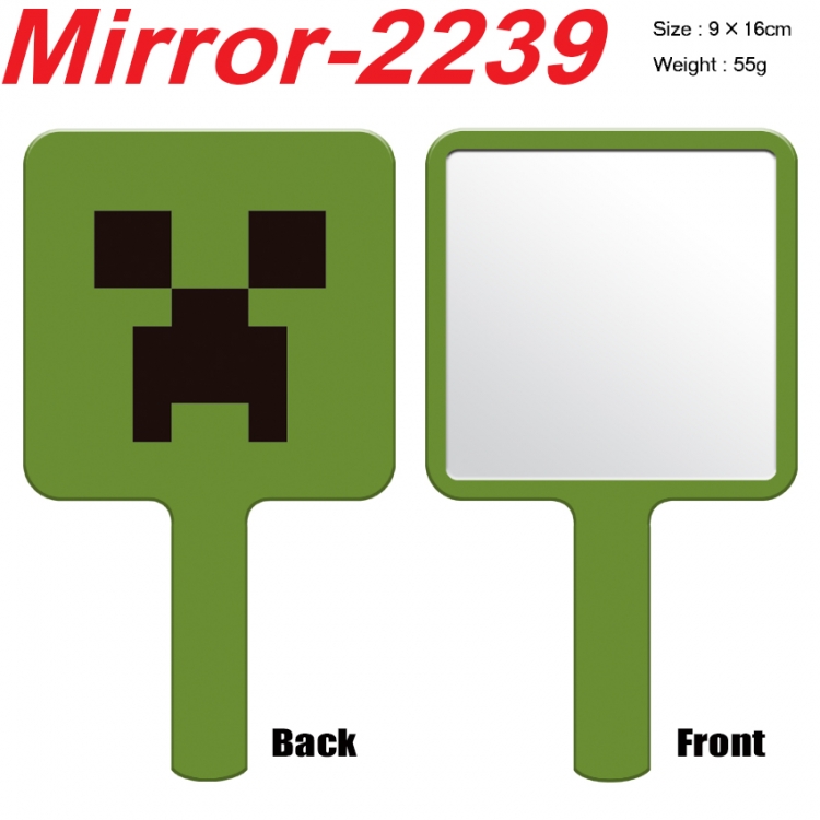 Minecraft Anime peripheral UV printing handle small mirror portable makeup mirror 9x16cm