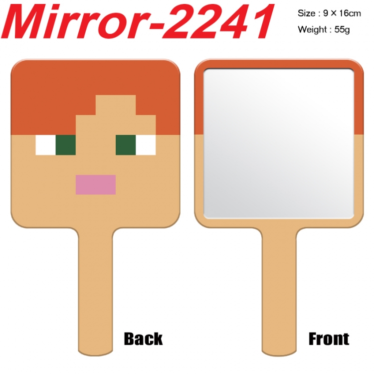 Minecraft Anime peripheral UV printing handle small mirror portable makeup mirror 9x16cm
