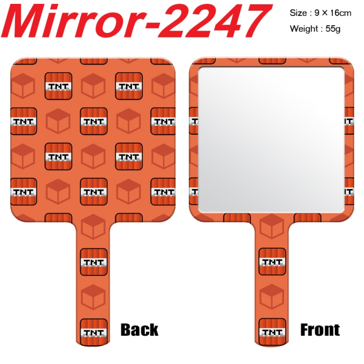 Minecraft Anime peripheral UV printing handle small mirror portable makeup mirror 9x16cm