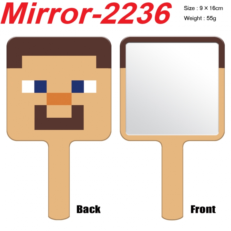 Minecraft Anime peripheral UV printing handle small mirror portable makeup mirror 9x16cm