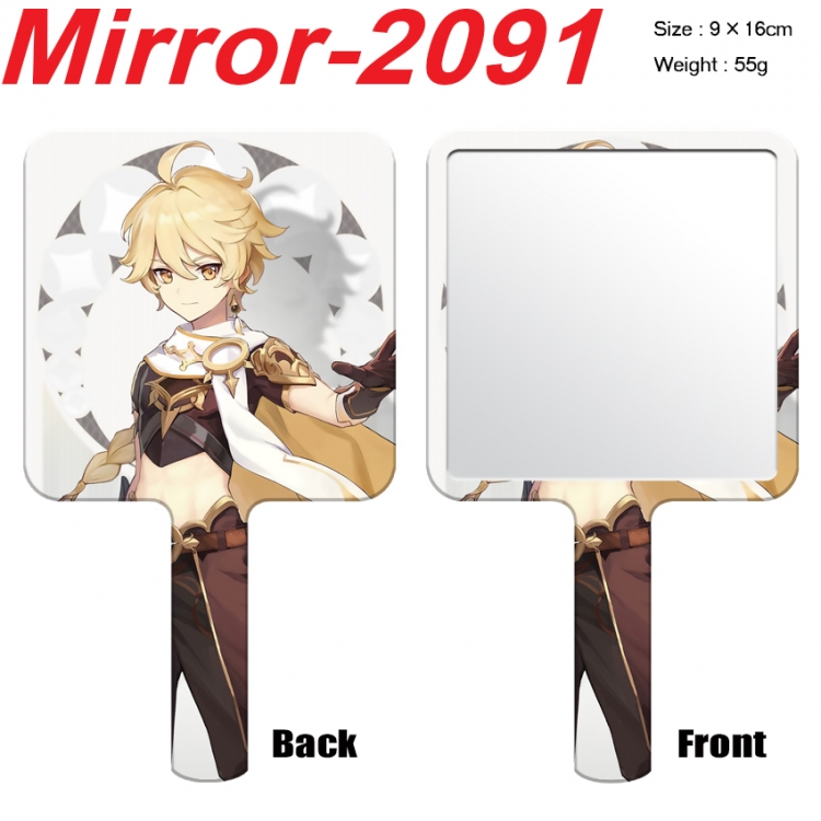 Genshin Impact Anime peripheral UV printing handle small mirror portable makeup mirror 9x16cm