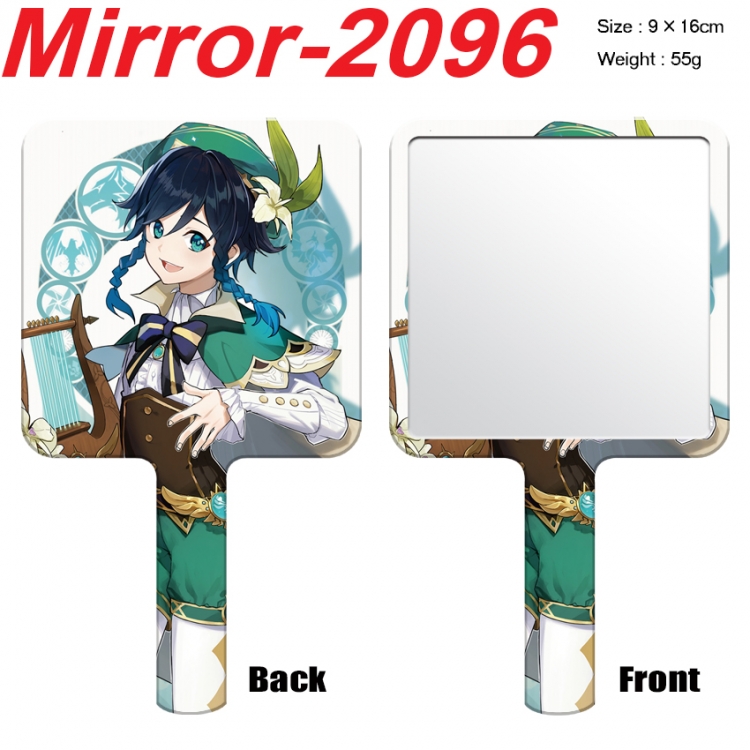 Genshin Impact Anime peripheral UV printing handle small mirror portable makeup mirror 9x16cm