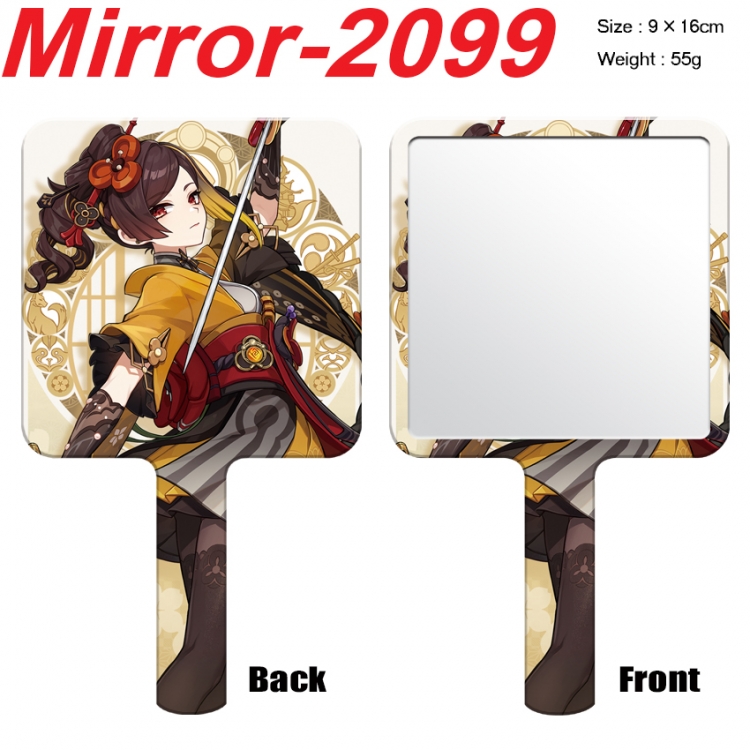 Genshin Impact Anime peripheral UV printing handle small mirror portable makeup mirror 9x16cm
