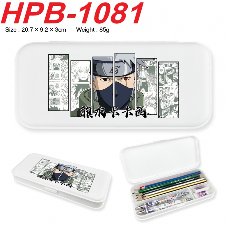 Naruto Anime peripheral square UV printed PE material stationery box 20.7X9.2X3CM