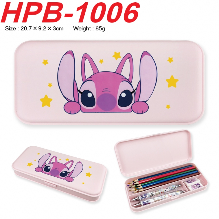 Lilo & Stitch Anime peripheral square UV printed PE material stationery box 20.7X9.2X3CM