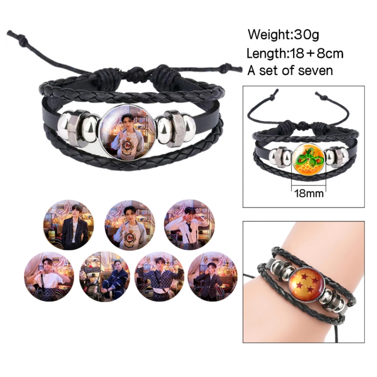 straykids Anime Freestyle Crystal Leather Rope Bracelet Set