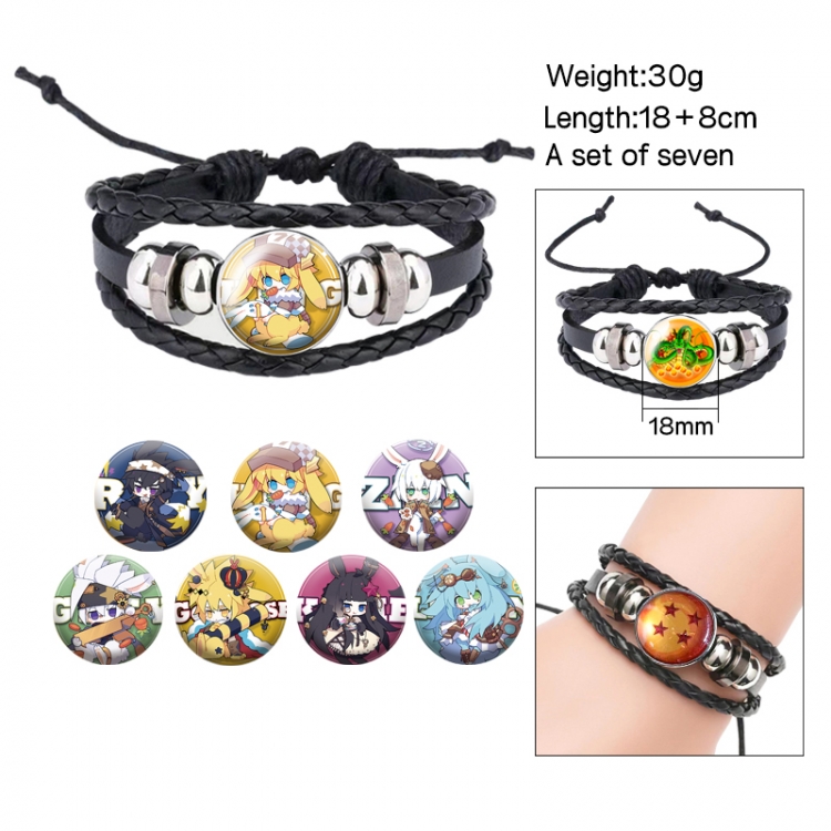 AOTU Anime Freestyle Crystal Leather Rope Bracelet Set