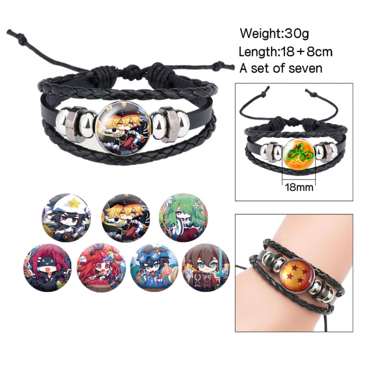 AOTU Anime Freestyle Crystal Leather Rope Bracelet Set