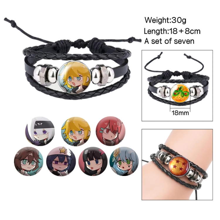 AOTU Anime Freestyle Crystal Leather Rope Bracelet Set