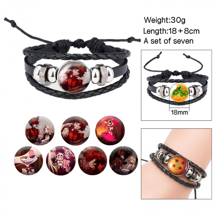 Hazbin Hotel Anime Freestyle Crystal Leather Rope Bracelet Set