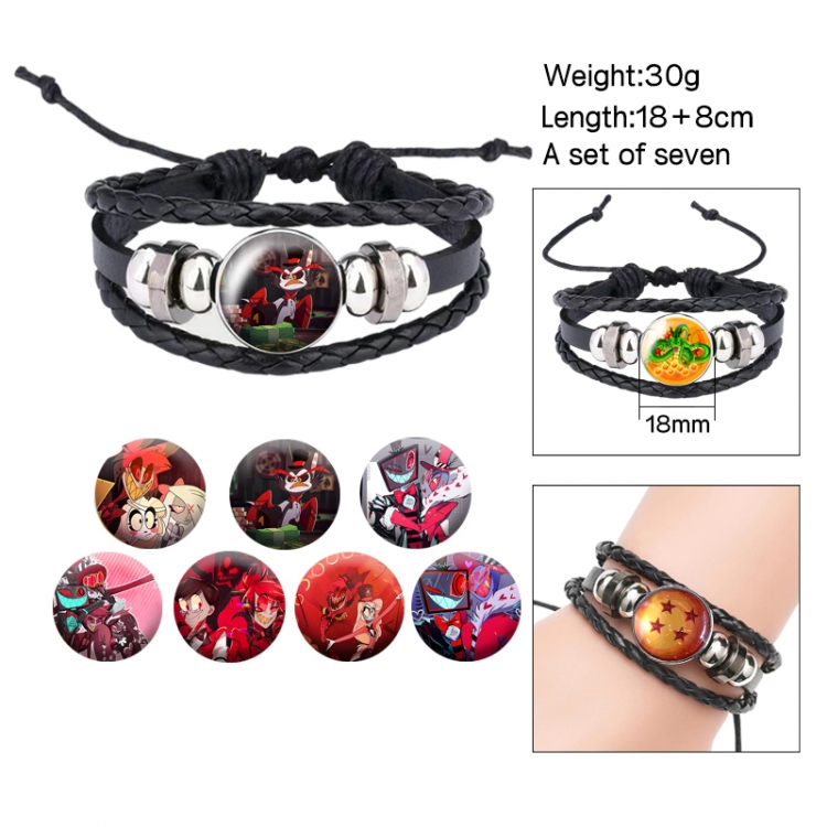 Hazbin Hotel Anime Freestyle Crystal Leather Rope Bracelet Set