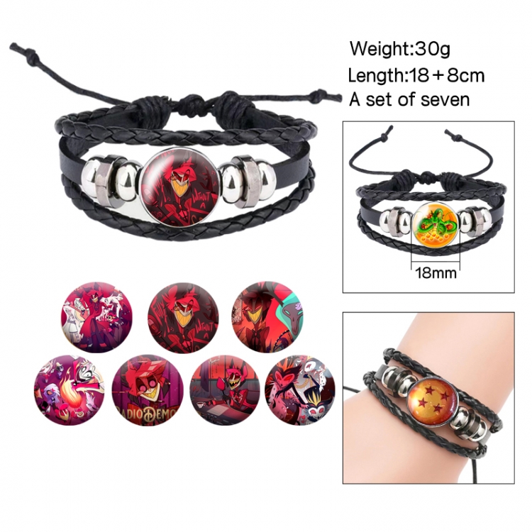 Hazbin Hotel Anime Freestyle Crystal Leather Rope Bracelet Set
