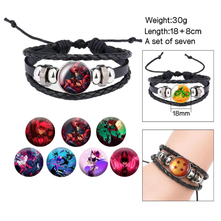 Hazbin Hotel Anime Freestyle Crystal Leather Rope Bracelet Set