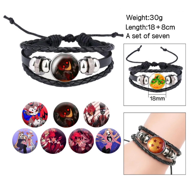 Hazbin Hotel Anime Freestyle Crystal Leather Rope Bracelet Set