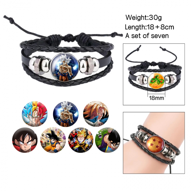 DRAGON BALL Anime Freestyle Crystal Leather Rope Bracelet Set