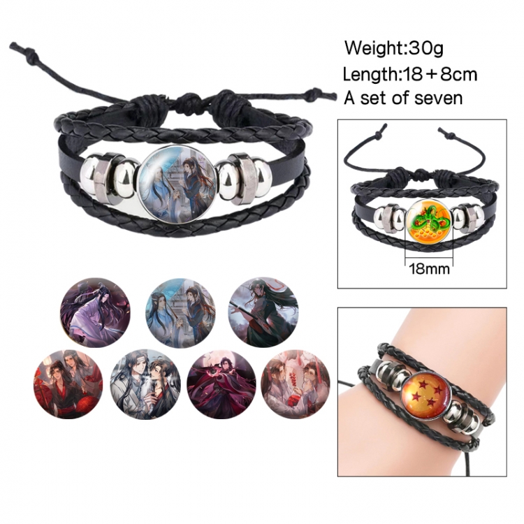 The wizard of the de Anime Freestyle Crystal Leather Rope Bracelet Set