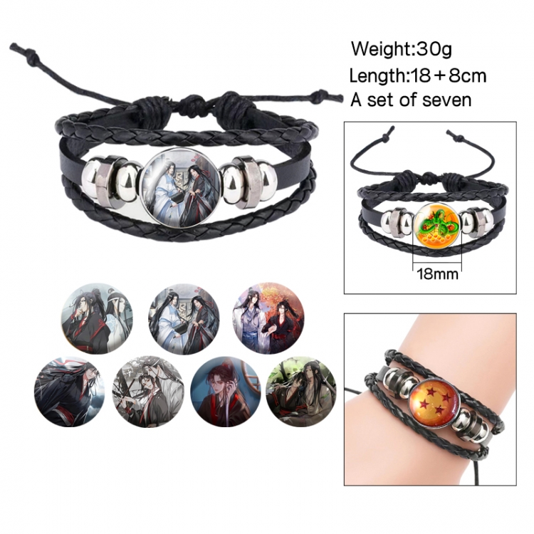 The wizard of the de Anime Freestyle Crystal Leather Rope Bracelet Set