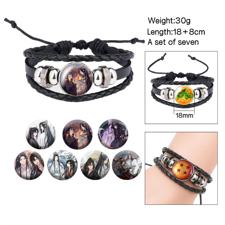 The wizard of the de Anime Freestyle Crystal Leather Rope Bracelet Set