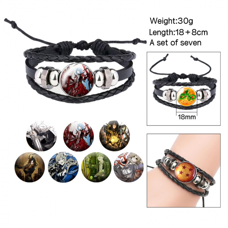 Library Of Ruina Anime Freestyle Crystal Leather Rope Bracelet Set Anime Freestyle Crystal Leather Rope Bracelet Set