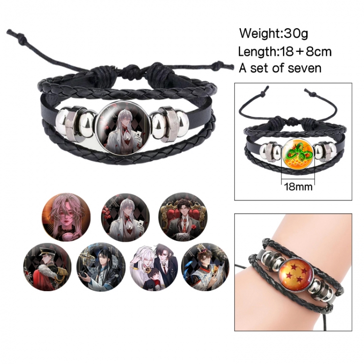 Thrilling trainee Anime Freestyle Crystal Leather Rope Bracelet Set