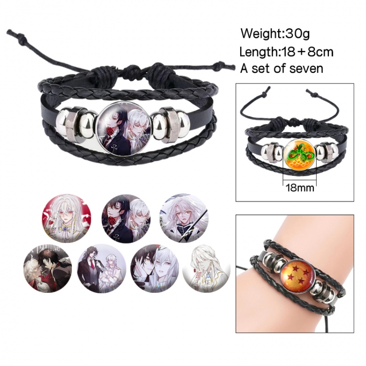 Thrilling trainee Anime Freestyle Crystal Leather Rope Bracelet Set