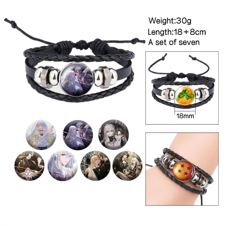 Thrilling trainee Anime Freestyle Crystal Leather Rope Bracelet Set