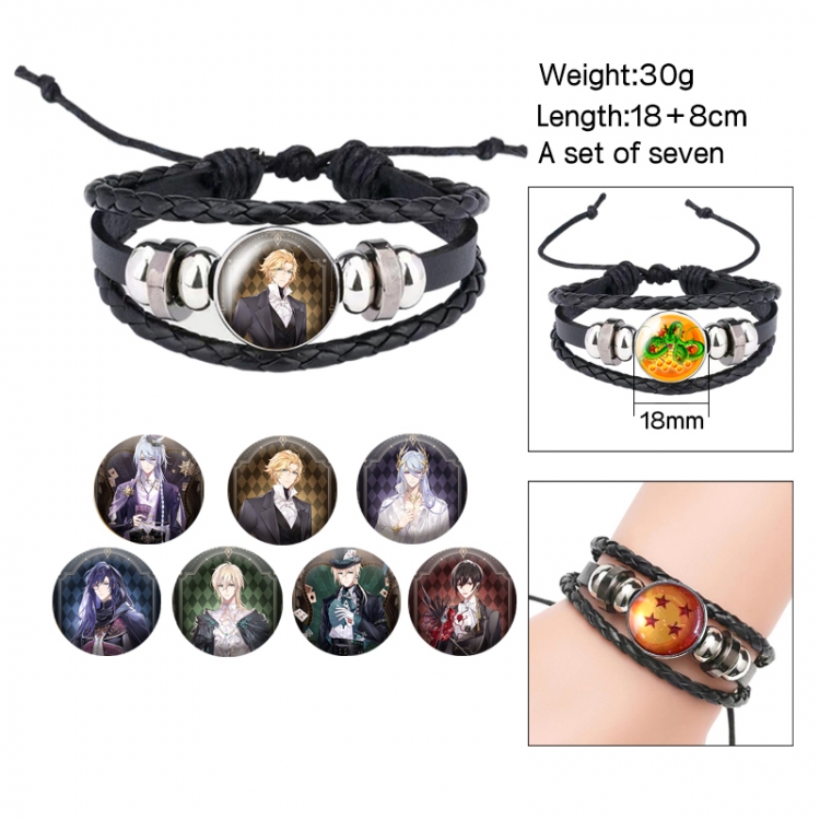 For All Time Anime Freestyle Crystal Leather Rope Bracelet Set