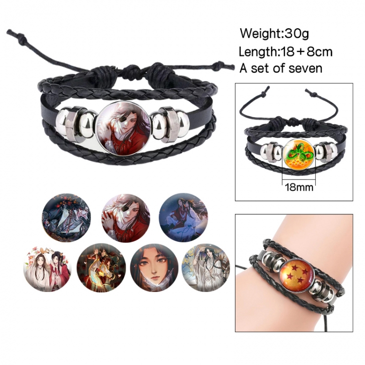 Heaven Official's Blessing Anime Freestyle Crystal Leather Rope Bracelet Set