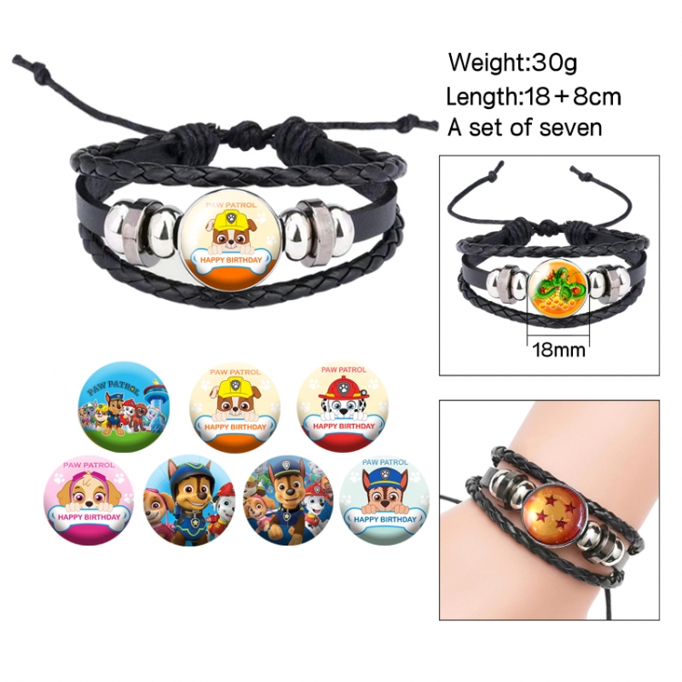 PAW Patrol Anime Freestyle Crystal Leather Rope Bracelet Set