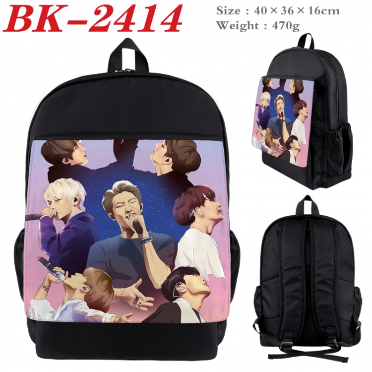 BTS Waterproof nylon canvas flip color picture backpack 40X36X16CM