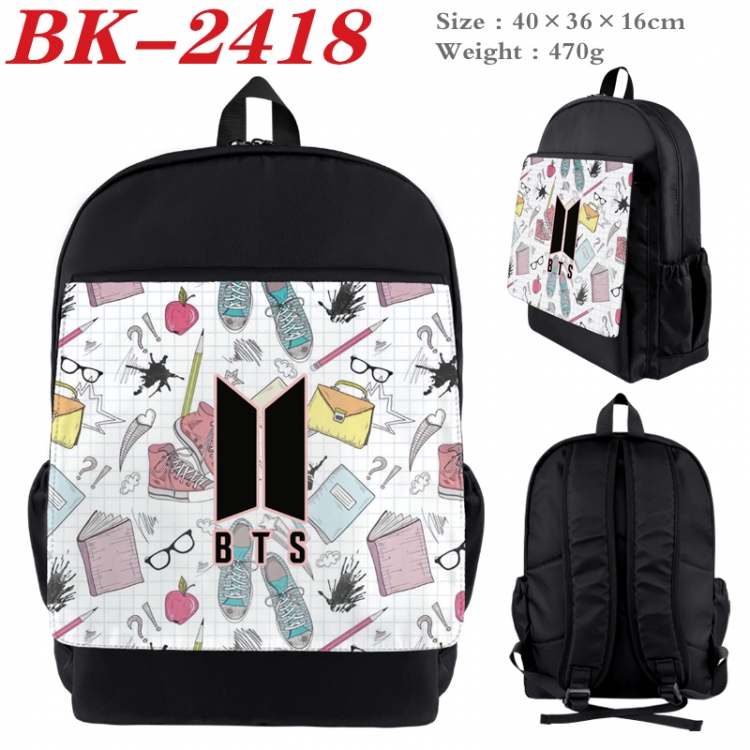 BTS Waterproof nylon canvas flip color picture backpack 40X36X16CM