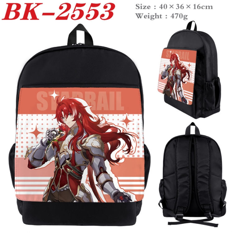 Honkai: Star Rail Waterproof nylon canvas flip color picture backpack 40X36X16CM