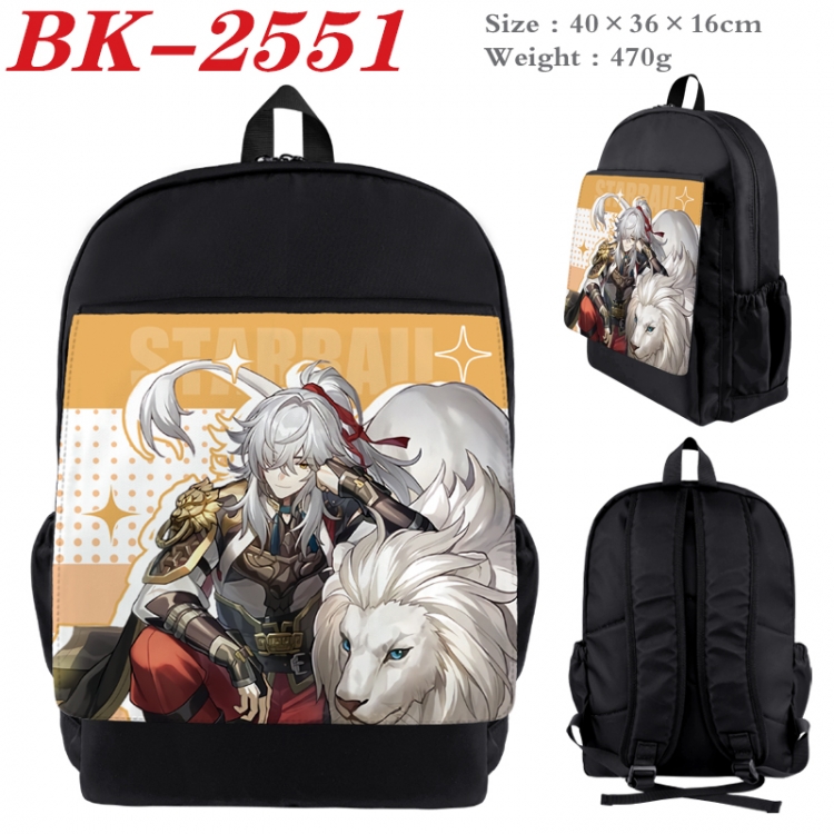 Honkai: Star Rail Waterproof nylon canvas flip color picture backpack 40X36X16CM