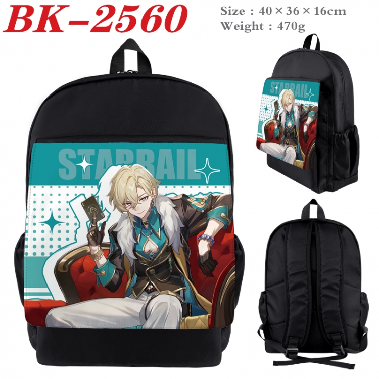 Honkai: Star Rail Waterproof nylon canvas flip color picture backpack 40X36X16CM
