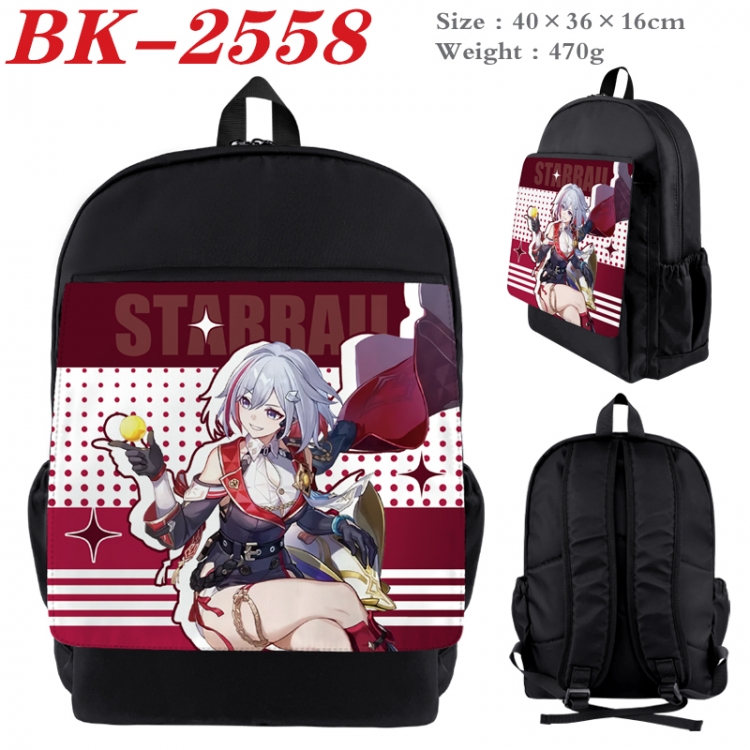 Honkai: Star Rail Waterproof nylon canvas flip color picture backpack 40X36X16CM
