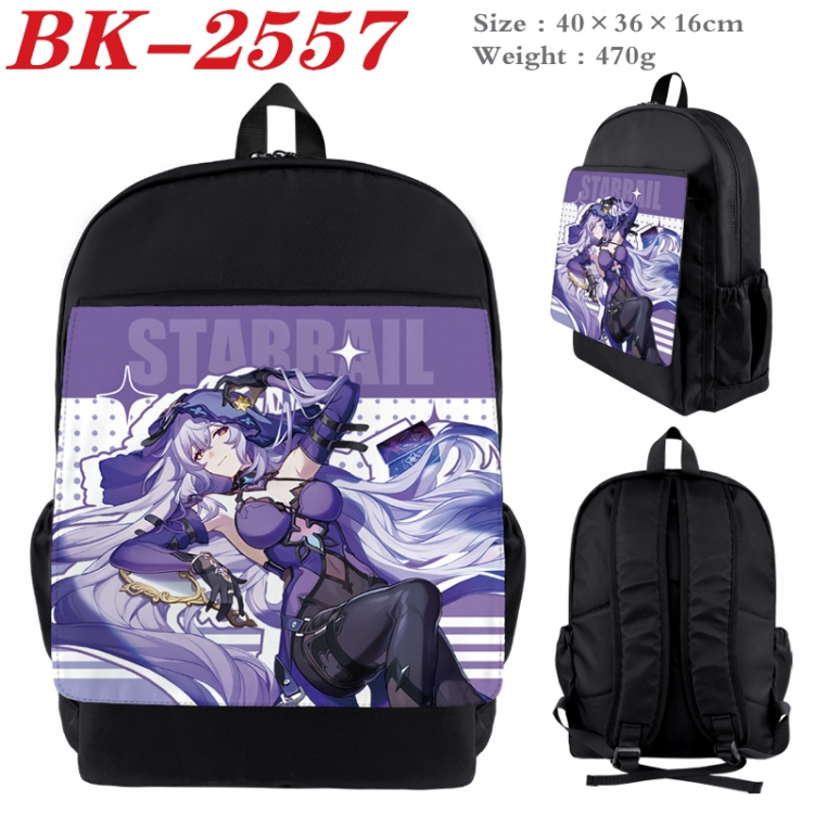 Honkai: Star Rail Waterproof nylon canvas flip color picture backpack 40X36X16CM