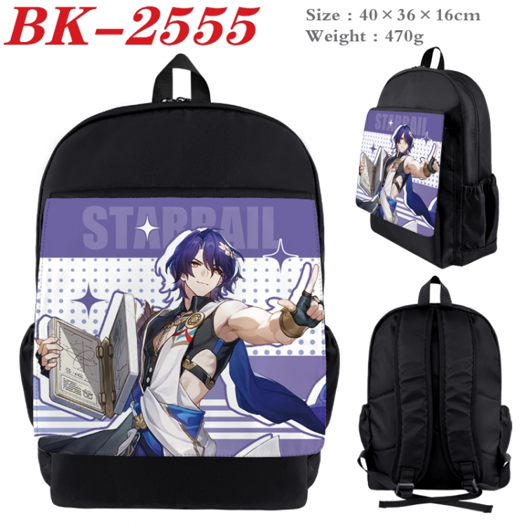 Honkai: Star Rail Waterproof nylon canvas flip color picture backpack 40X36X16CM