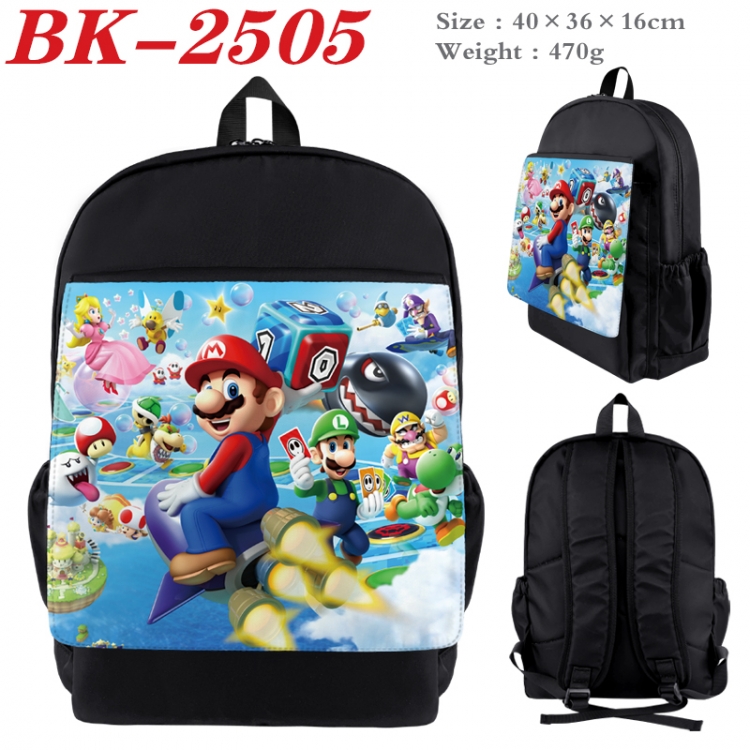 Super Mario Waterproof nylon canvas flip color picture backpack 40X36X16CM