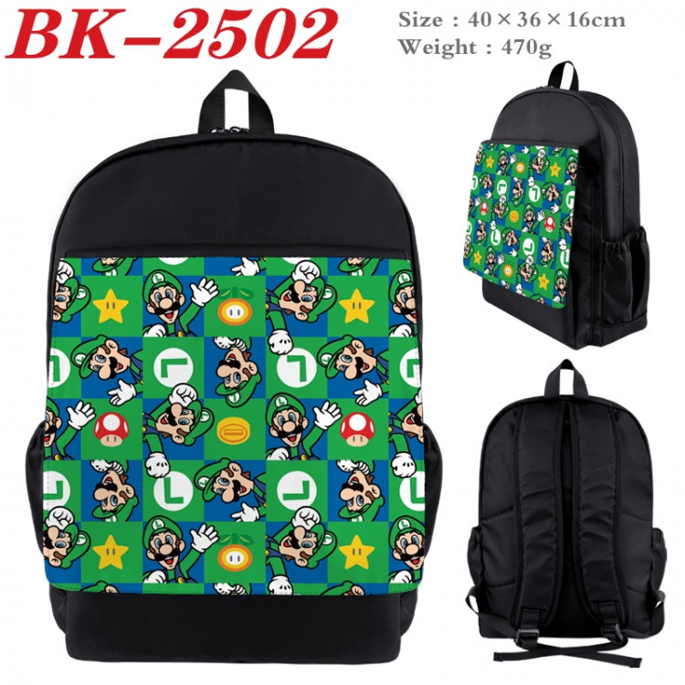 Super Mario Waterproof nylon canvas flip color picture backpack 40X36X16CM